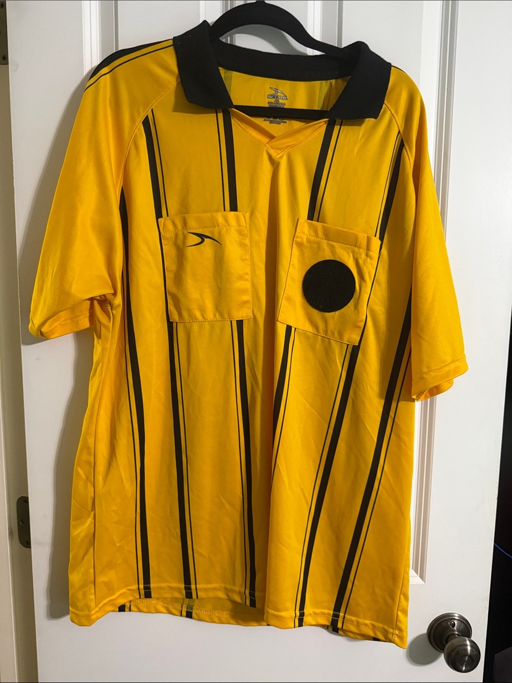 Yellow & Black Soccer Referee Jersey with Contrast Collar